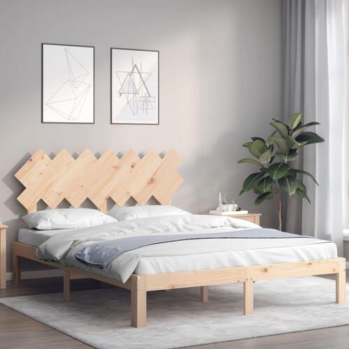Sengeramme med sengegavl kingsize massivt træ