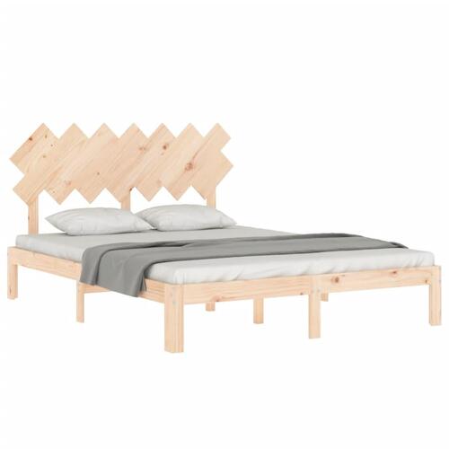 Sengeramme med sengegavl kingsize massivt træ