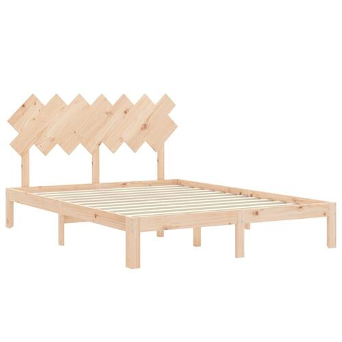 Sengeramme med sengegavl kingsize massivt træ