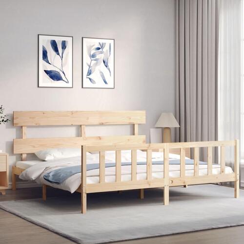 Sengeramme med sengegavl Super King Size massivt træ