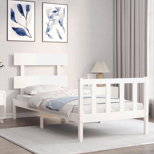 Sengeramme uden madras 90x200 cm massivt fyrretræ hvid