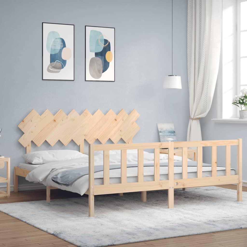 Sengeramme med sengegavl Super King Size massivt træ
