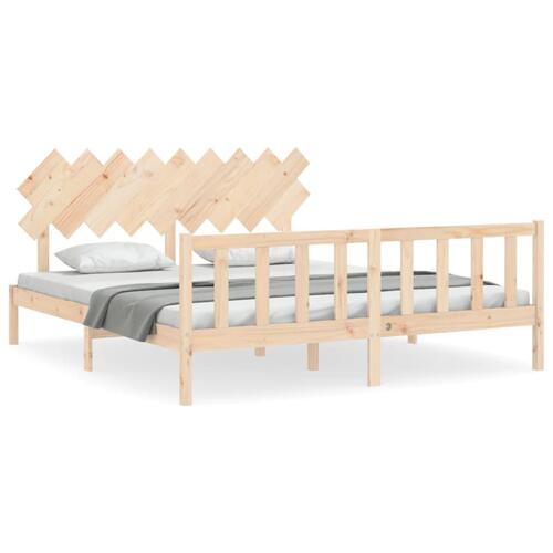 Sengeramme med sengegavl Super King Size massivt træ