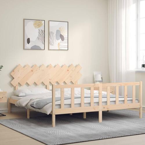 Sengeramme med sengegavl Super King Size massivt træ