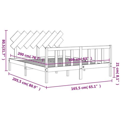 Sengeramme med sengegavl 160x200 cm massivt træ hvid