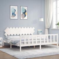 Sengeramme uden madras 200x200 cm massivt fyrretræ hvid