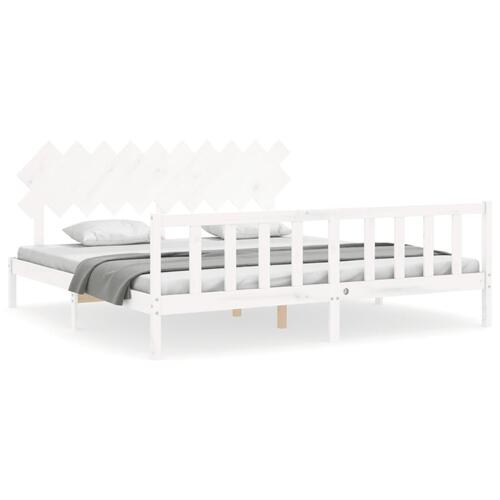 Sengeramme uden madras 200x200 cm massivt fyrretræ hvid