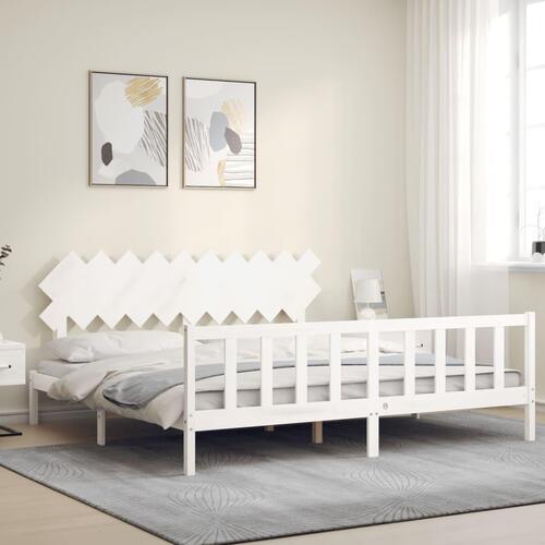 Sengeramme uden madras 200x200 cm massivt fyrretræ hvid