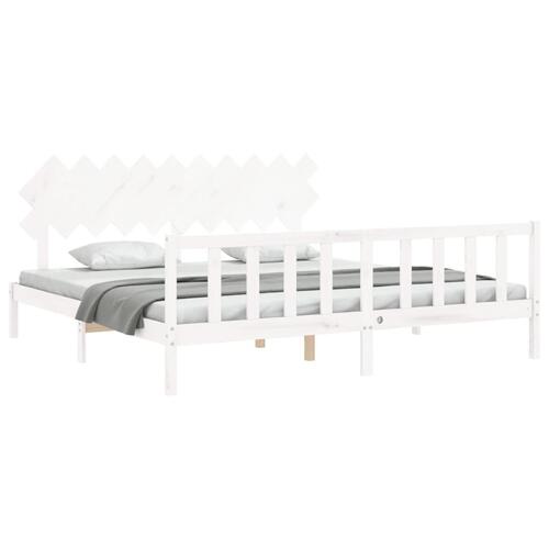 Sengeramme uden madras 200x200 cm massivt fyrretræ hvid