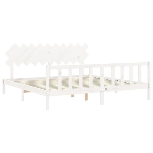 Sengeramme uden madras 200x200 cm massivt fyrretræ hvid