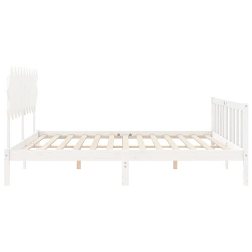 Sengeramme uden madras 200x200 cm massivt fyrretræ hvid