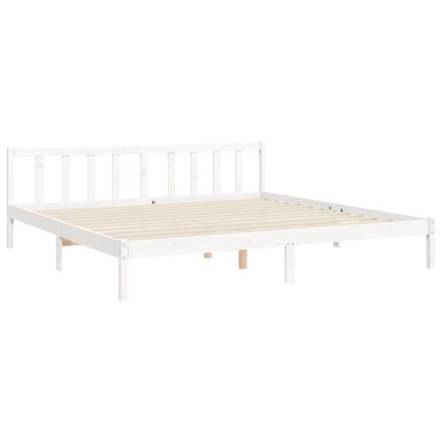 Sengeramme uden madras 200x200 cm massivt fyrretræ hvid
