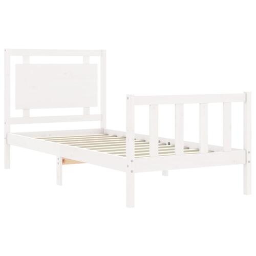 Sengeramme med sengegavl 90x200 cm massivt træ hvid