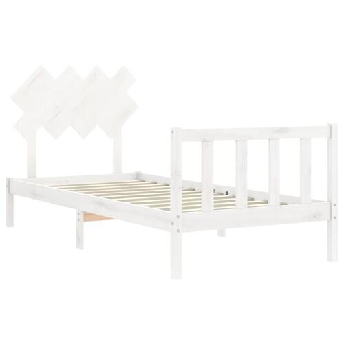 Sengeramme med sengegavl 90x200 cm massivt træ hvid