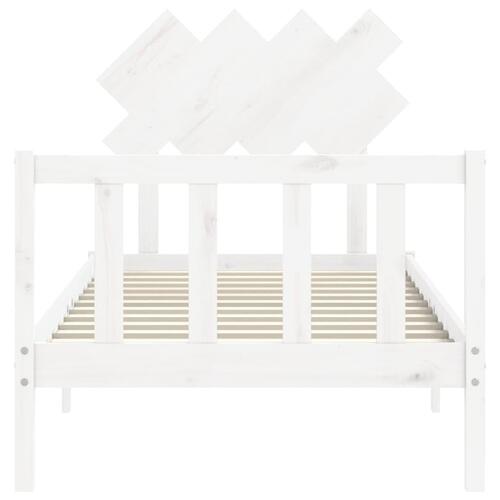 Sengeramme med sengegavl 90x200 cm massivt træ hvid