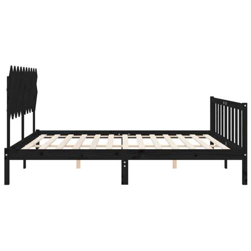 Sengeramme med sengegavl 200x200 cm massivt træ sort