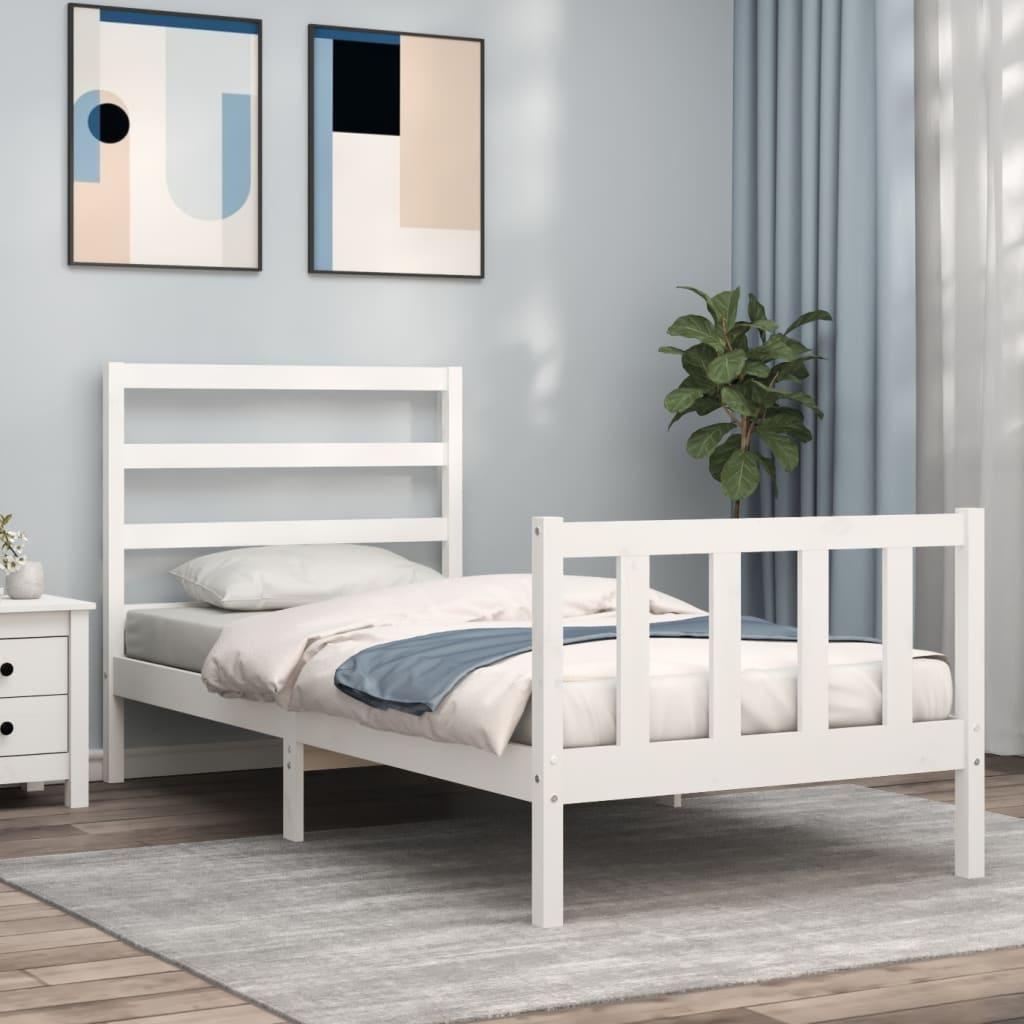 Sengeramme uden madras 90x190 cm massivt fyrretræ hvid