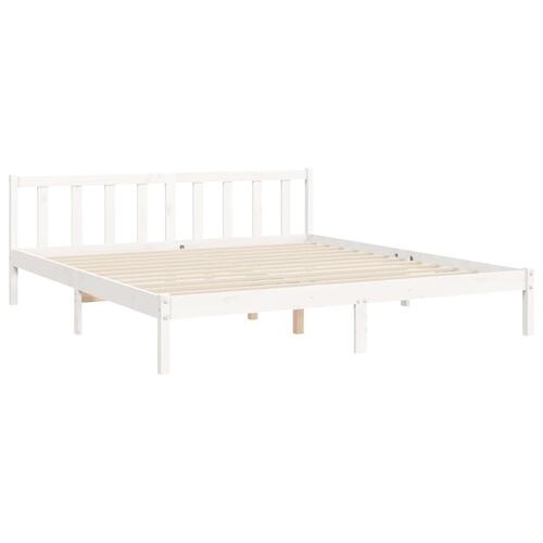 Sengeramme med sengegavl Super King Size massivt træ hvid