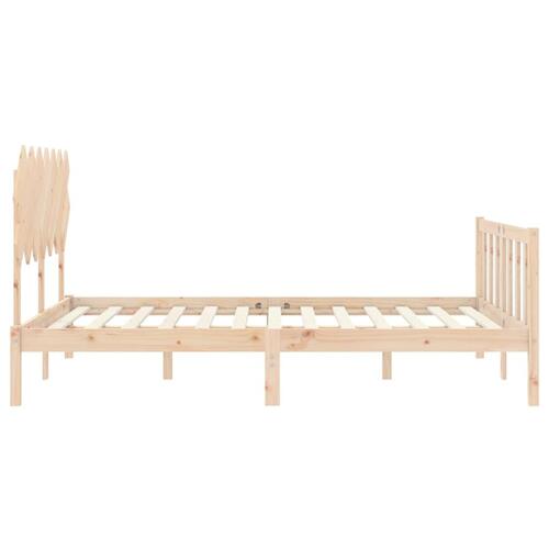 Sengeramme med sengegavl kingsize massivt træ