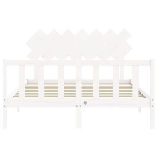 Sengeramme med sengegavl 140x200 cm massivt træ hvid