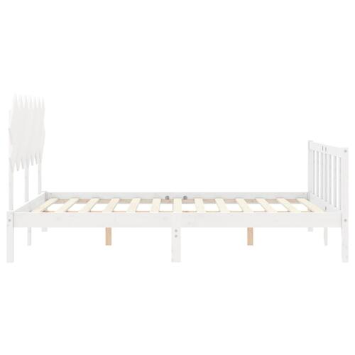 Sengeramme med sengegavl 140x200 cm massivt træ hvid