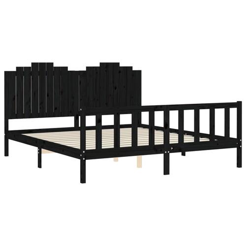 Sengeramme med sengegavl 180x200 cm massivt træ sort