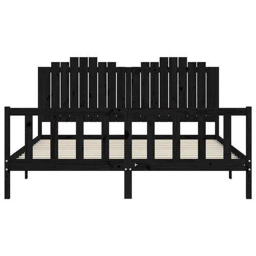 Sengeramme med sengegavl 180x200 cm massivt træ sort