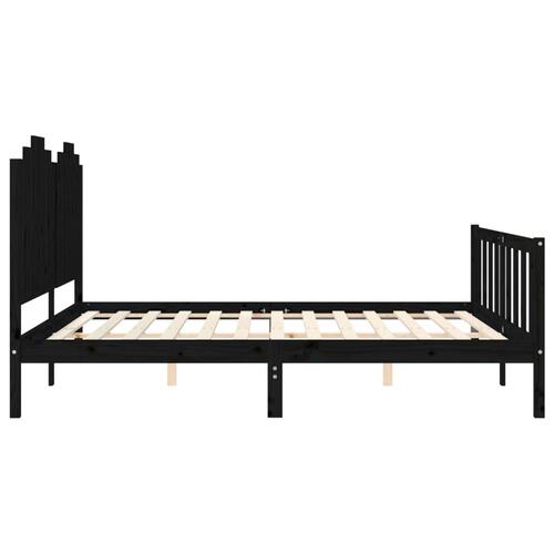 Sengeramme med sengegavl 180x200 cm massivt træ sort