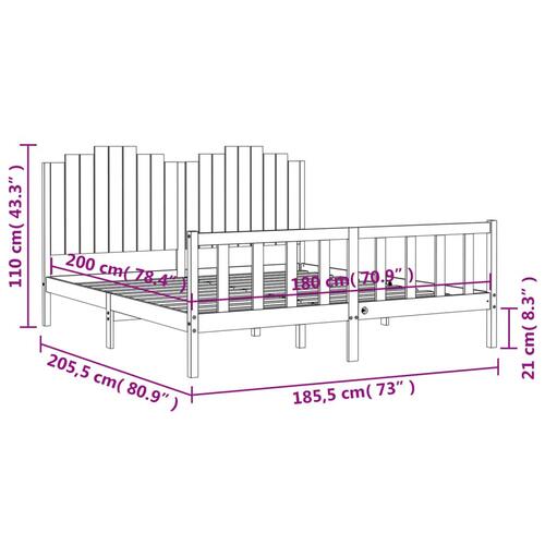 Sengeramme med sengegavl 180x200 cm massivt træ sort