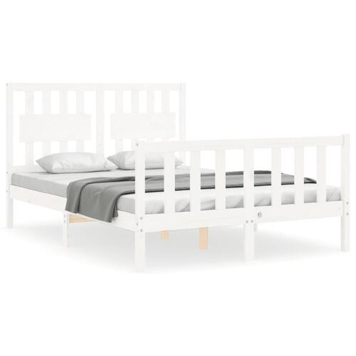 Sengeramme med sengegavl 140x200 cm massivt træ hvid