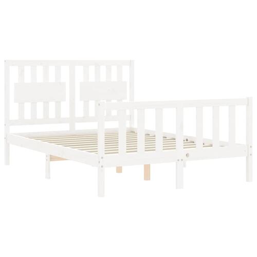 Sengeramme med sengegavl 140x200 cm massivt træ hvid