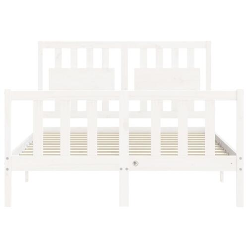 Sengeramme med sengegavl 140x200 cm massivt træ hvid
