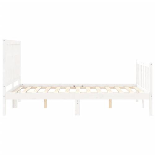 Sengeramme med sengegavl 140x200 cm massivt træ hvid