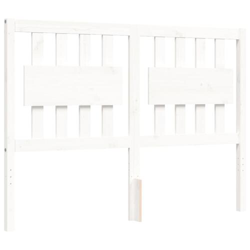 Sengeramme med sengegavl 140x200 cm massivt træ hvid