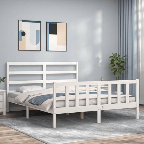Sengeramme uden madras 160x200 cm massivt fyrretræ hvid