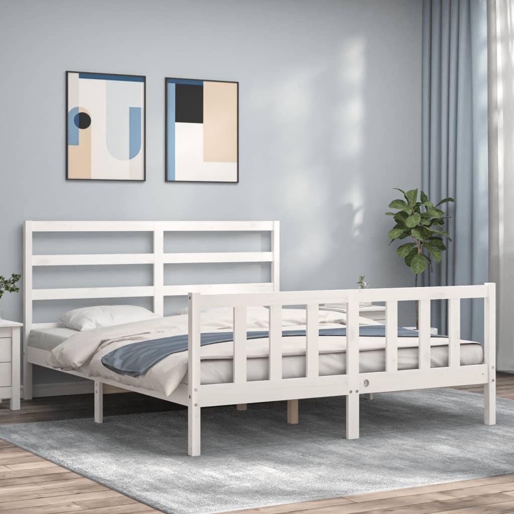 Sengeramme uden madras 160x200 cm massivt fyrretræ hvid