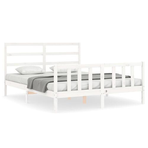 Sengeramme uden madras 160x200 cm massivt fyrretræ hvid