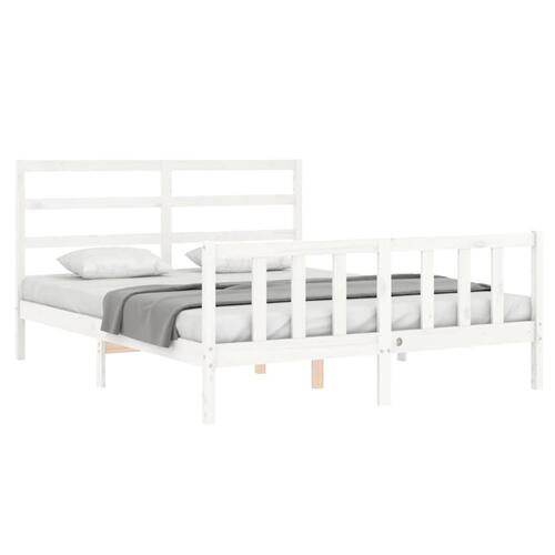 Sengeramme uden madras 160x200 cm massivt fyrretræ hvid