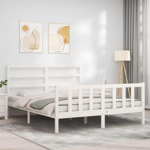 Sengeramme uden madras 160x200 cm massivt fyrretræ hvid