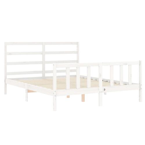 Sengeramme uden madras 160x200 cm massivt fyrretræ hvid