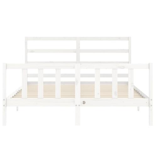 Sengeramme uden madras 160x200 cm massivt fyrretræ hvid