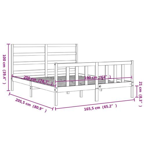 Sengeramme uden madras 160x200 cm massivt fyrretræ hvid