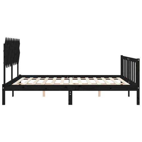 Sengeramme med sengegavl Super King Size massivt træ sort