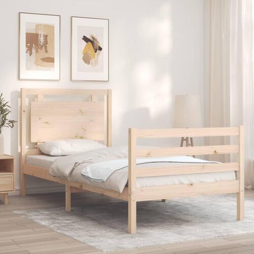 Sengeramme med sengegavl 100x200 cm massivt træ