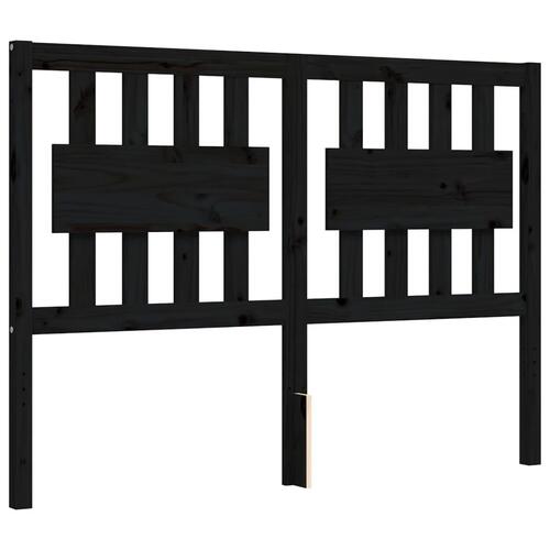 Sengeramme med sengegavl 140x190 cm massivt træ sort