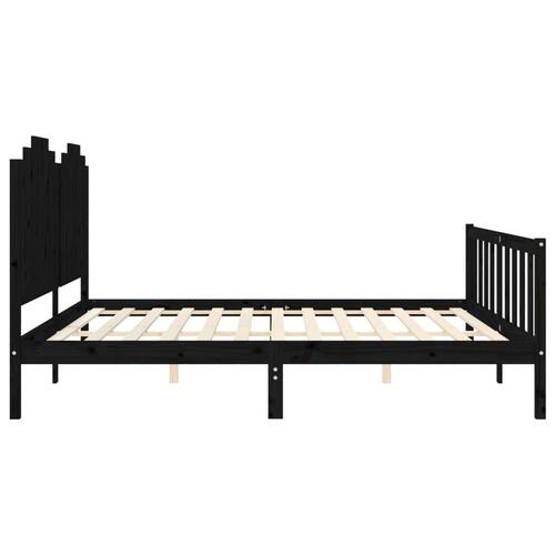 Sengeramme med sengegavl 200x200 cm massivt træ sort