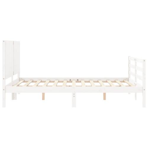Sengeramme med sengegavl kingsize massivt træ hvid