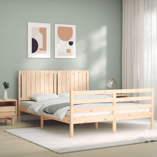 Sengeramme med sengegavl 160x200 cm massivt træ