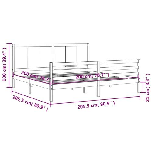 Sengeramme med sengegavl 200x200 cm massivt træ sort