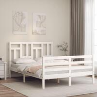 Sengeramme med sengegavl 140x200 cm massivt træ hvid